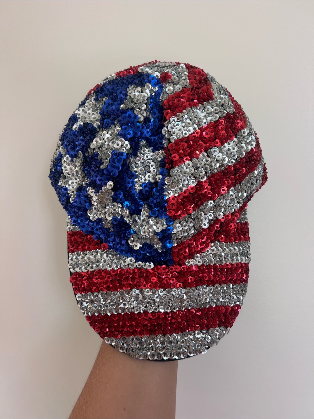 Sequin/Bedazzled American Flag Baseball Cap